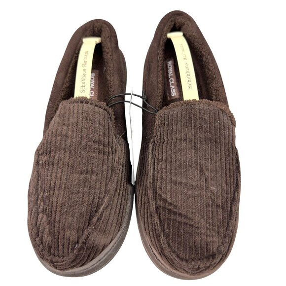 Royal Class Other - Royal Class Mocassin Slippers Mens L 11/12 Brown Corduroy Memory Foam